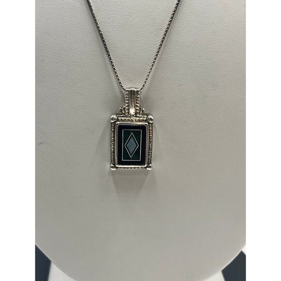 Whitney Kelly Onyx Malachite Opal Turquoise Sterling Silver Pendant Necklace - Picture 2 of 9